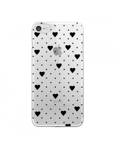 Coque iPhone 7/8 et SE 2020 Point Coeur Noir Pin Point Heart Transparente - Project M