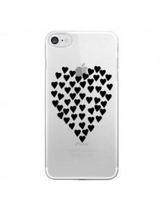 Coque iPhone 7/8 et SE 2020 Coeurs Heart Love Noir...