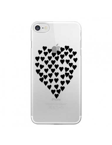 Coque iPhone 7/8 et SE 2020 Coeurs Heart Love Noir Transparente - Project M