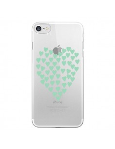 Coque iPhone 7/8 et SE 2020 Coeurs Heart Love Mint Bleu...