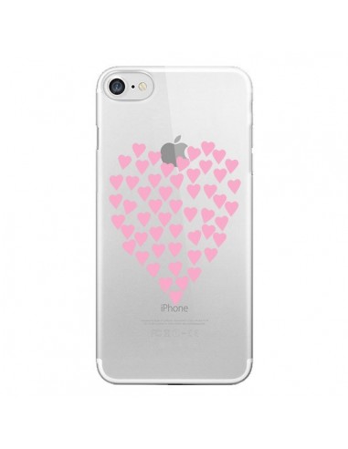 Coque iPhone 7/8 et SE 2020 Coeurs Heart Love Rose Pink Transparente - Project M