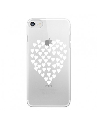 Coque iPhone 7/8 et SE 2020 Coeurs Heart Love Blanc Transparente - Project M