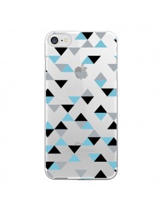 Coque iPhone 7/8 et SE 2020 Triangles Ice Blue Bleu Noir...