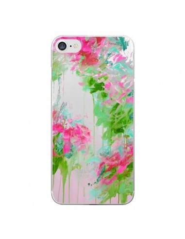 Coque iPhone 7/8 et SE 2020 Fleur Flower Rose Vert Transparente - Ebi Emporium