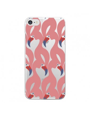 Coque iPhone 7/8 et SE 2020 Flamant Rose Flamingo Transparente - Dricia Do