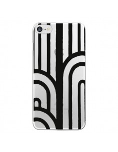 Coque iPhone 7/8 et SE 2020 Geometric Noir Transparente -...