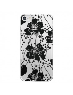 Coque iPhone 7/8 et SE 2020 Fleurs Noirs Flower...
