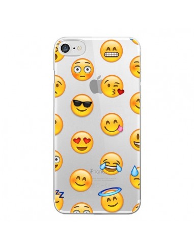 Coque iPhone 7/8 et SE 2020 Smiley Emoticone Emoji Transparente - Laetitia