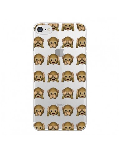 Coque iPhone 7/8 et SE 2020 Singe Monkey Emoticone Emoji Transparente - Laetitia