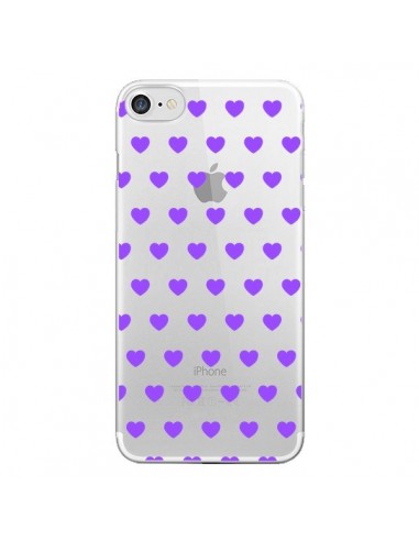 Coque iPhone 7/8 et SE 2020 Coeur Heart Love Amour Violet Transparente - Laetitia