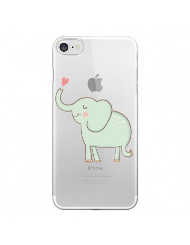 Coque iPhone 7/8 et SE 2020 Elephant Elefant Animal Coeur Love  Transparente - Petit Griffin