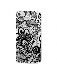 Coque iPhone 7/8 et SE 2020 Lace Fleur Flower Noir...