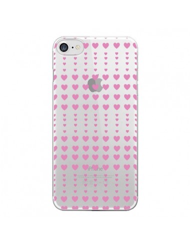 Coque iPhone 7/8 et SE 2020 Coeurs Heart Love Amour Rose Transparente - Petit Griffin