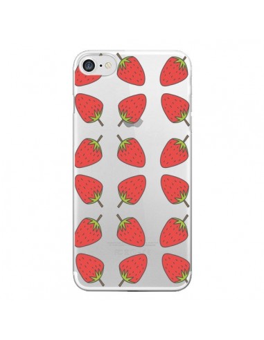 Coque iPhone 7/8 et SE 2020 Fraise Fruit Strawberry Transparente - Petit Griffin