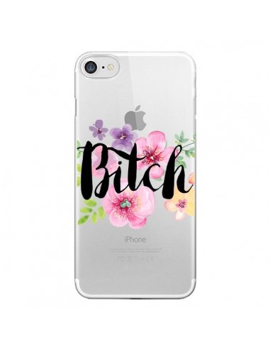 Coque iPhone 7/8 et SE 2020 Bitch Flower Fleur Transparente - Maryline Cazenave