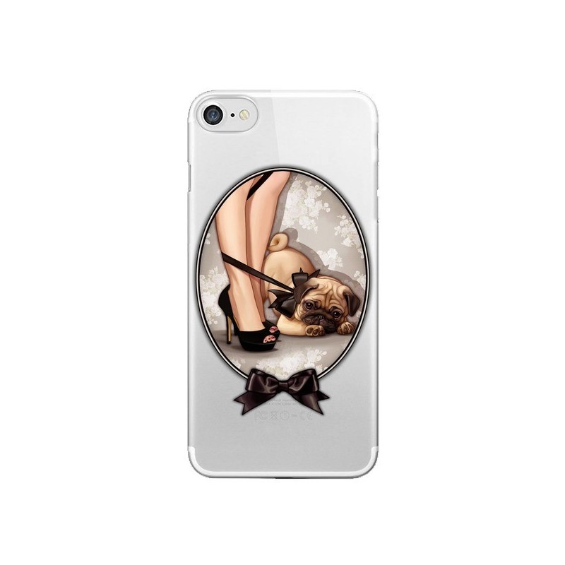 Coque iPhone 7/8 et SE 2020 Lady Jambes Chien Bulldog Dog Noeud Papillon Transparente - Maryline Cazenave