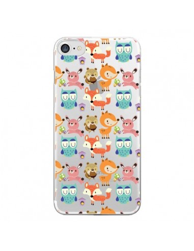 Coque iPhone 7/8 et SE 2020 Renard Ecureuil Lapin Hibou Transparente - Maria Jose Da Luz