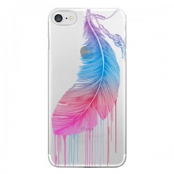 Coque iPhone 7/8 et SE 2020 Plume Feather Arc en Ciel...