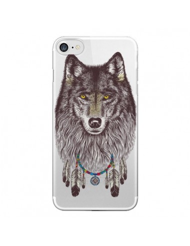 Coque iPhone 7/8 et SE 2020 Loup Wolf Attrape Reves Transparente - Rachel Caldwell