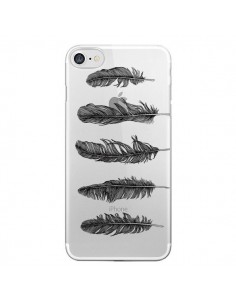 Coque iPhone 7/8 et SE 2020 Plume Feather Noir...