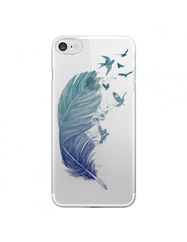 Coque iPhone 7/8 et SE 2020 Plume Feather Fly Away Transparente - Rachel Caldwell
