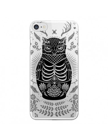 Coque iPhone 7/8 et SE 2020 Owl Chouette Hibou Squelette Transparente - Rachel Caldwell