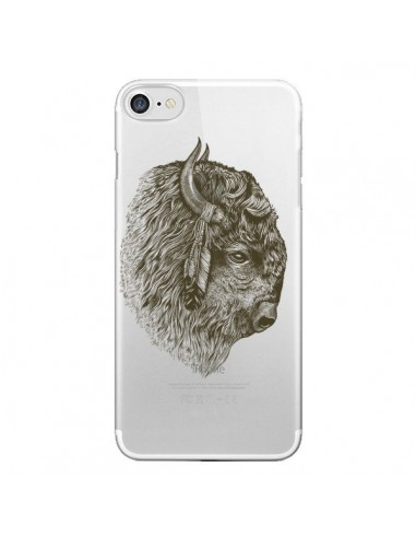 Coque iPhone 7/8 et SE 2020 Buffalo Bison Transparente - Rachel Caldwell