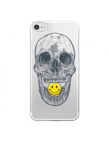 Coque iPhone 7/8 et SE 2020 Tête de Mort Smiley Transparente - Rachel Caldwell