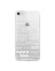 Coque iPhone 7/8 et SE 2020 Happy Happy Blanc...