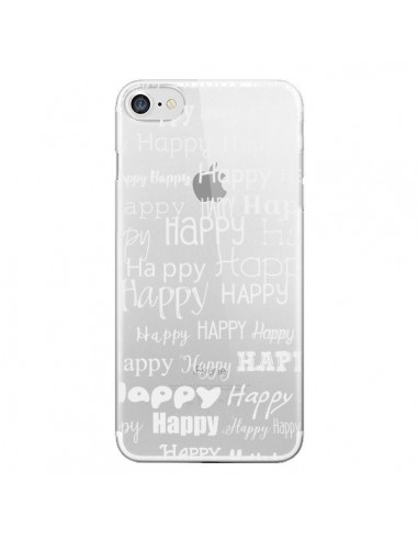 Coque iPhone 7/8 et SE 2020 Happy Happy Blanc Transparente - R Delean