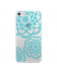 Coque iPhone 7/8 et SE 2020 Mandala Bleu Aqua Doodle...