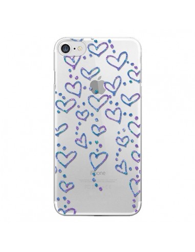 Coque iPhone 7/8 et SE 2020 Floating hearts coeurs flottants Transparente - Sylvia Cook