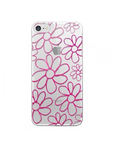 Coque iPhone 7/8 et SE 2020 Flower Garden Pink Fleur Transparente - Sylvia Cook