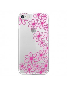 Coque iPhone 7/8 et SE 2020 Pink Flowers Fleurs Roses...