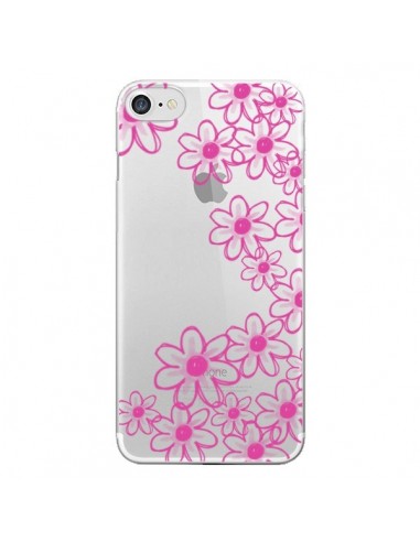 Coque iPhone 7/8 et SE 2020 Pink Flowers Fleurs Roses Transparente - Sylvia Cook