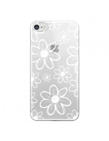 Coque iPhone 7/8 et SE 2020 Mandala Blanc White Flower Transparente - Sylvia Cook