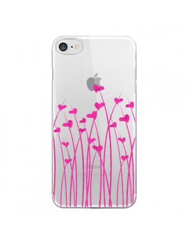 Coque iPhone 7/8 et SE 2020 Love in Pink Amour Rose Fleur Transparente - Sylvia Cook