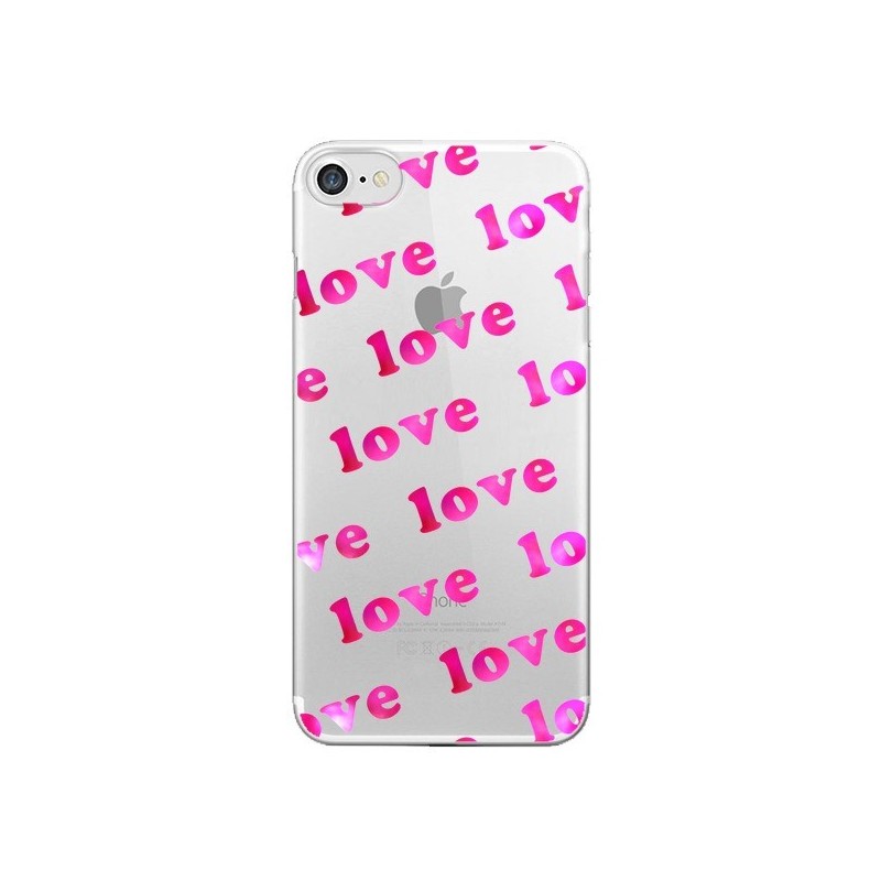 Coque iPhone 7/8 et SE 2020 Pink Love Rose Transparente - Sylvia Cook
