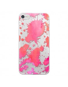 Coque iPhone 7/8 et SE 2020 Watercolor Splash Taches Rose...