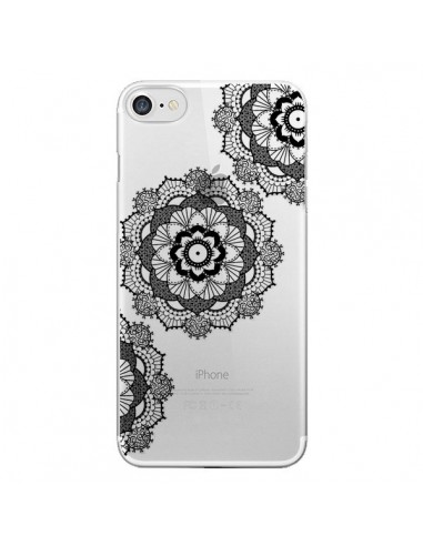 Coque iPhone 7/8 et SE 2020 Triple Mandala Noir Black Transparente - Sylvia Cook