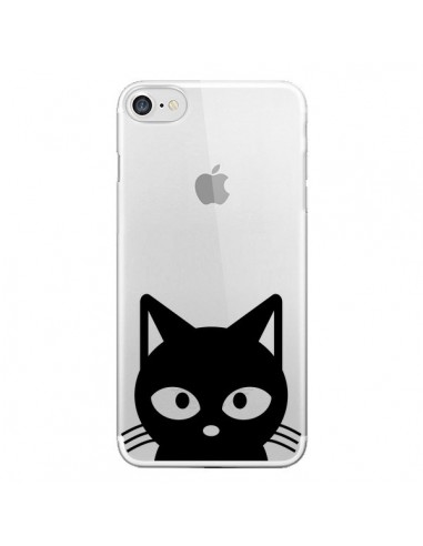 Coque iPhone 7/8 et SE 2020 Tête Chat Noir Cat Transparente - Yohan B.