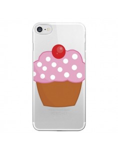 Coque iPhone 7/8 et SE 2020 Cupcake Cerise Transparente -...