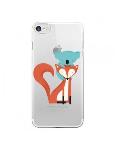 Coque iPhone 7/8 et SE 2020 Renard et Koala Love Transparente - Jay Fleck