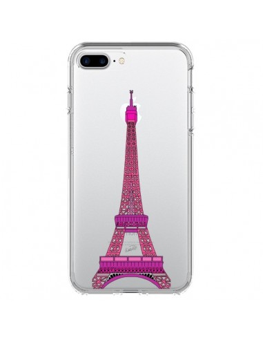 Coque iPhone 7 Plus et 8 Plus Tour Eiffel Rose Paris Transparente - Asano Yamazaki