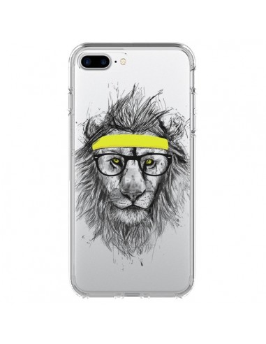 Coque iPhone 7 Plus et 8 Plus Hipster Lion Transparente - Balazs Solti