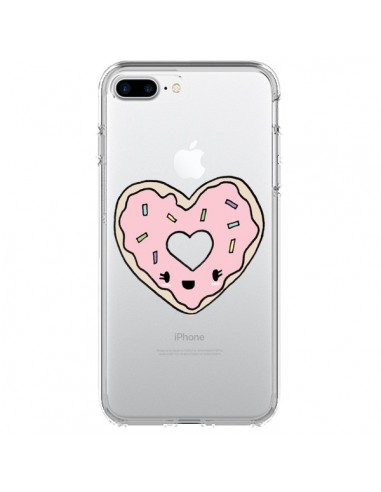 Coque iPhone 7 Plus et 8 Plus Donuts Heart Coeur Rose Transparente - Claudia Ramos