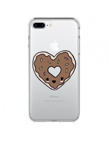 Coque iPhone 7 Plus et 8 Plus Donuts Heart Coeur Chocolat Transparente - Claudia Ramos