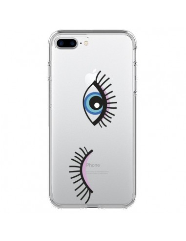 Coque iPhone 7 Plus et 8 Plus Eyes Oeil Yeux Bleus Transparente - Elsa Lmb