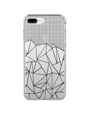 Coque iPhone 7 Plus et 8 Plus Lignes Grille Grid Abstract Noir Transparente - Project M