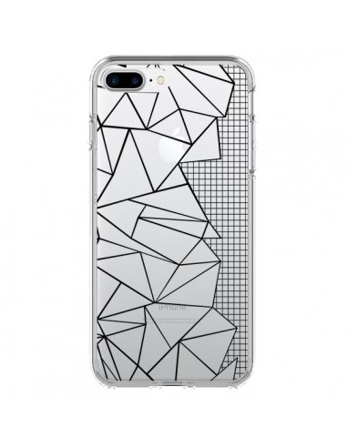 Coque iPhone 7 Plus et 8 Plus Lignes Grilles Side Grid Abstract Noir Transparente - Project M